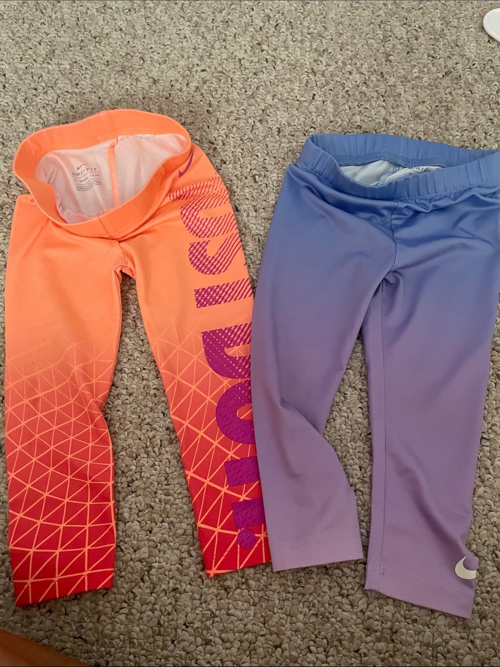 Nike Kids Orange Gradient Leggings and Purple Ombre Capri